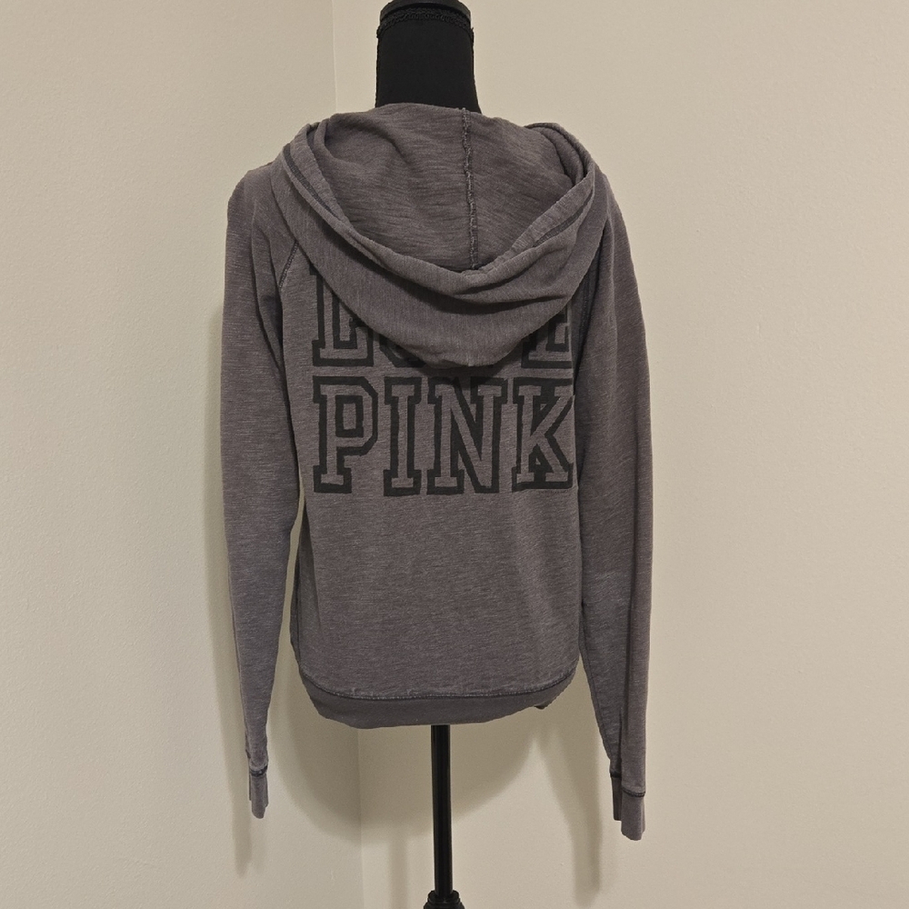 PINK Victoria's Secret Gray Hoodie with Logo Accents - Picture 4 of 8
